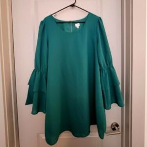 A new day green Women's ruffle sleeves A-line dress in size XL